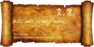 Kámán Nándor névjegykártya
