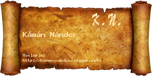 Kámán Nándor névjegykártya