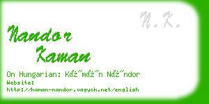 nandor kaman business card